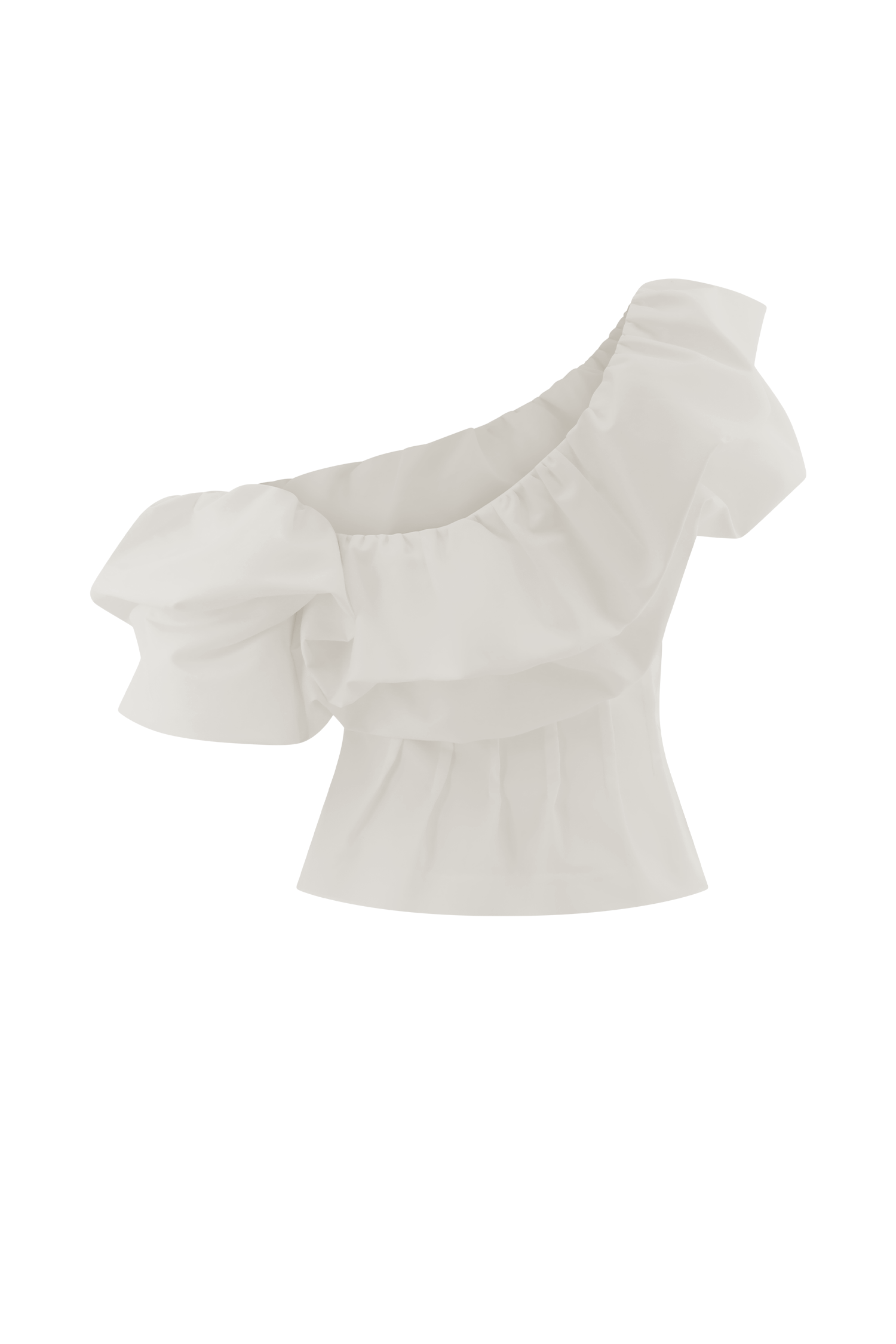 Debbie One Shoulder Bubble Top - White、mySite、solidvoid