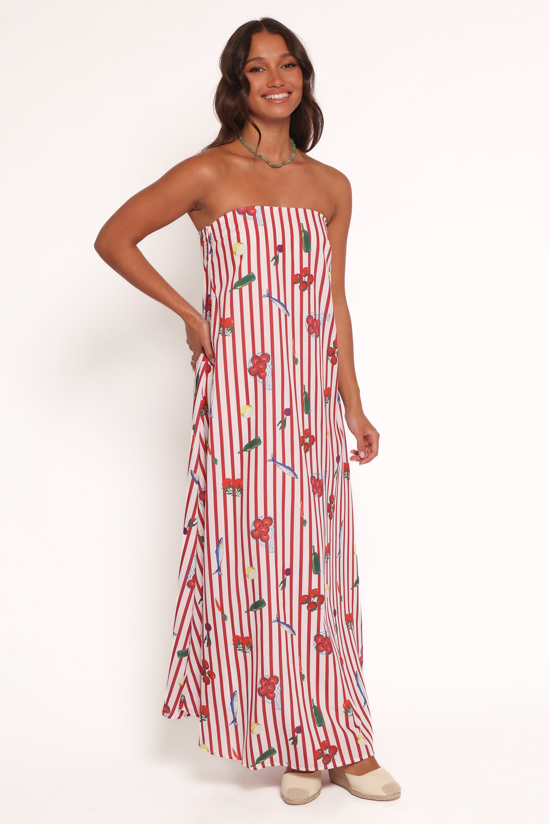  Soph Strapless Maxi Dress - Red Picnic Stripe、mySite、sugarbowlscore