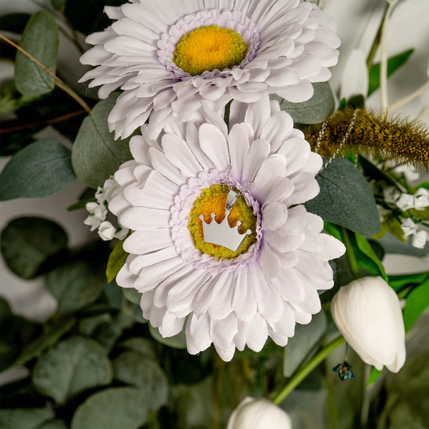 18K Gold PVD Stainless Steel Blank Crown Necklace / SBB0262、mySite、dreamappss