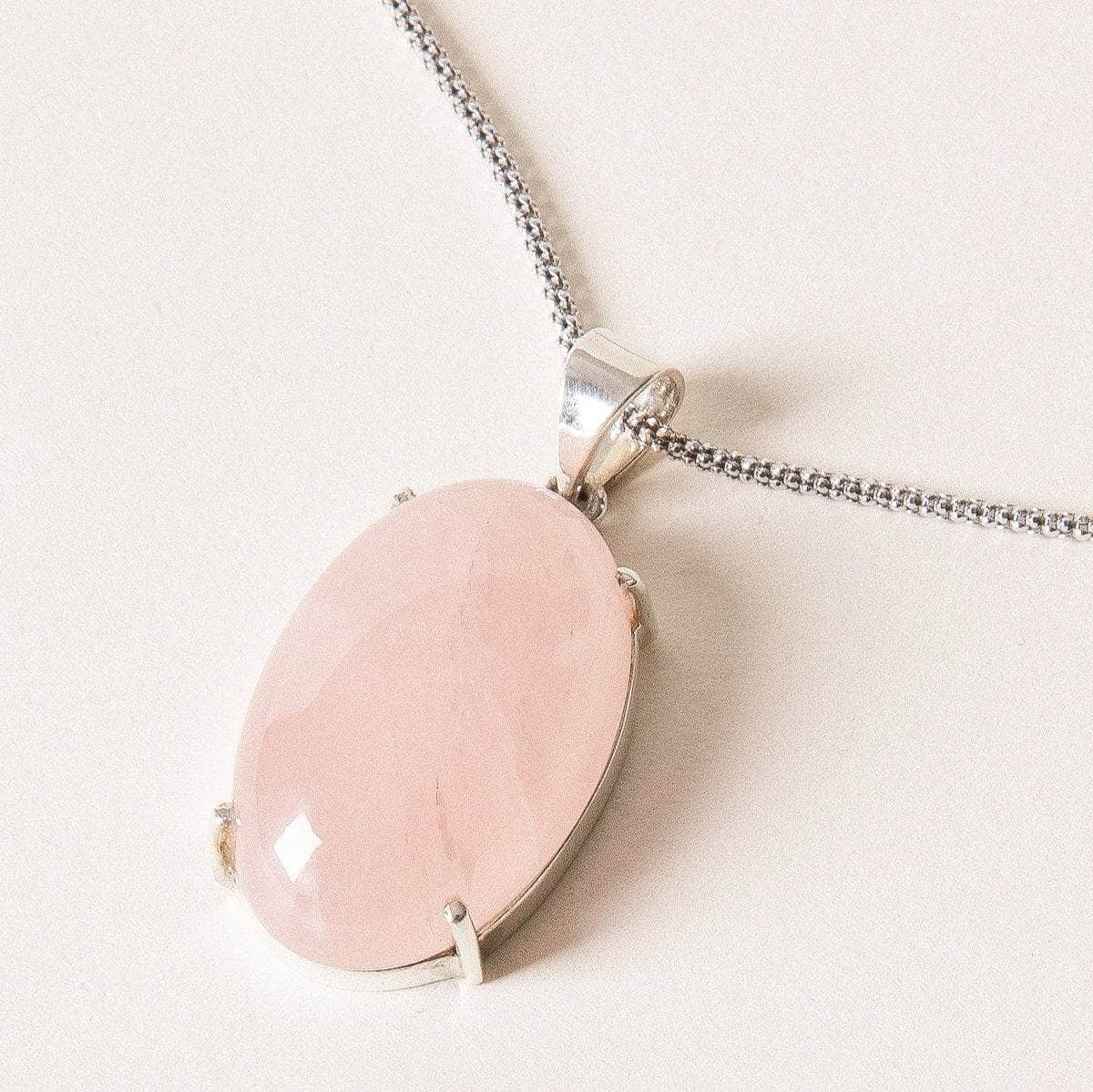 Rose Quartz Silver Pendant Necklace、mySite、hinf8tx79