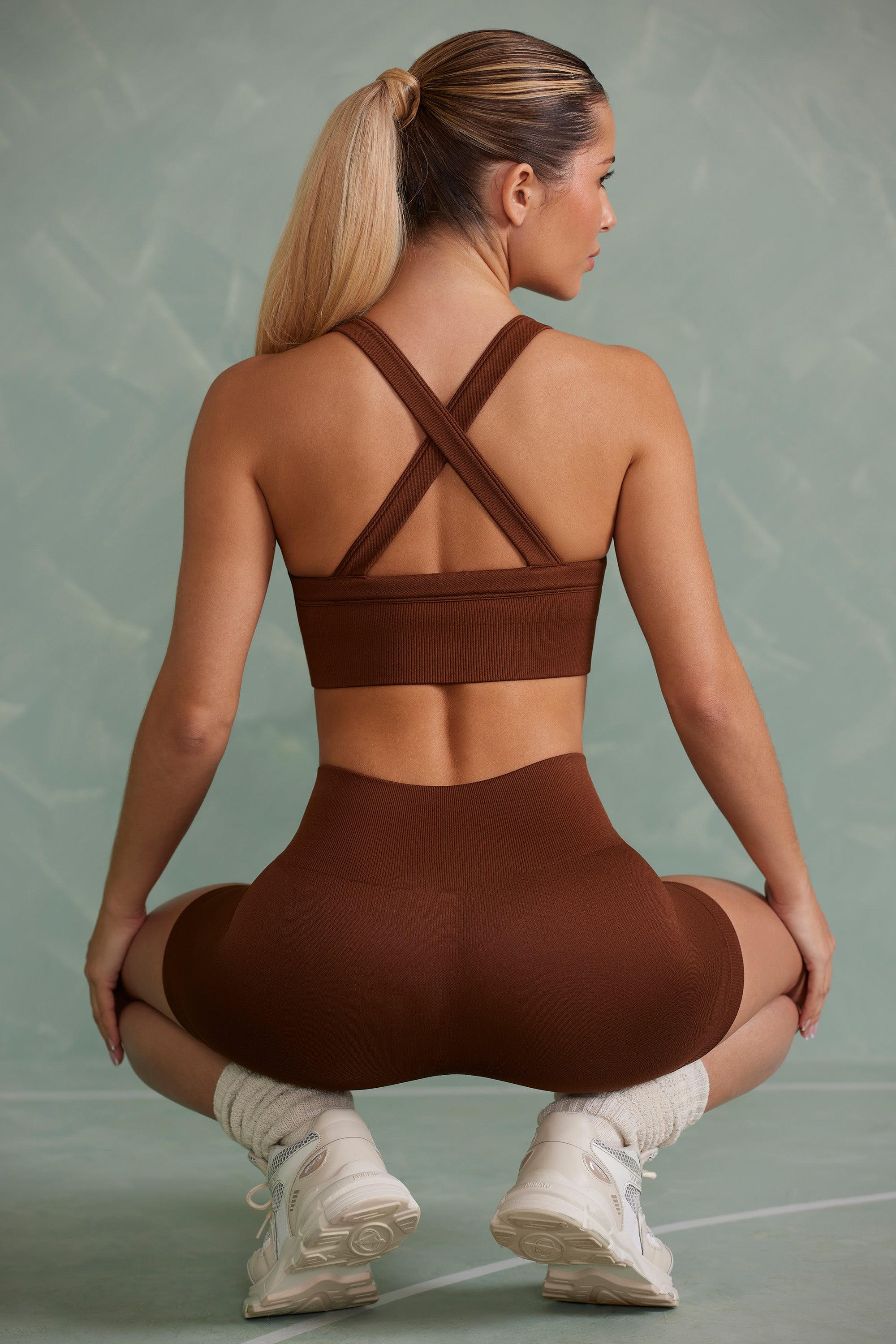 Super Sculpt Cross Back Sports Bra in Copper Brown、mySite、solidvoid