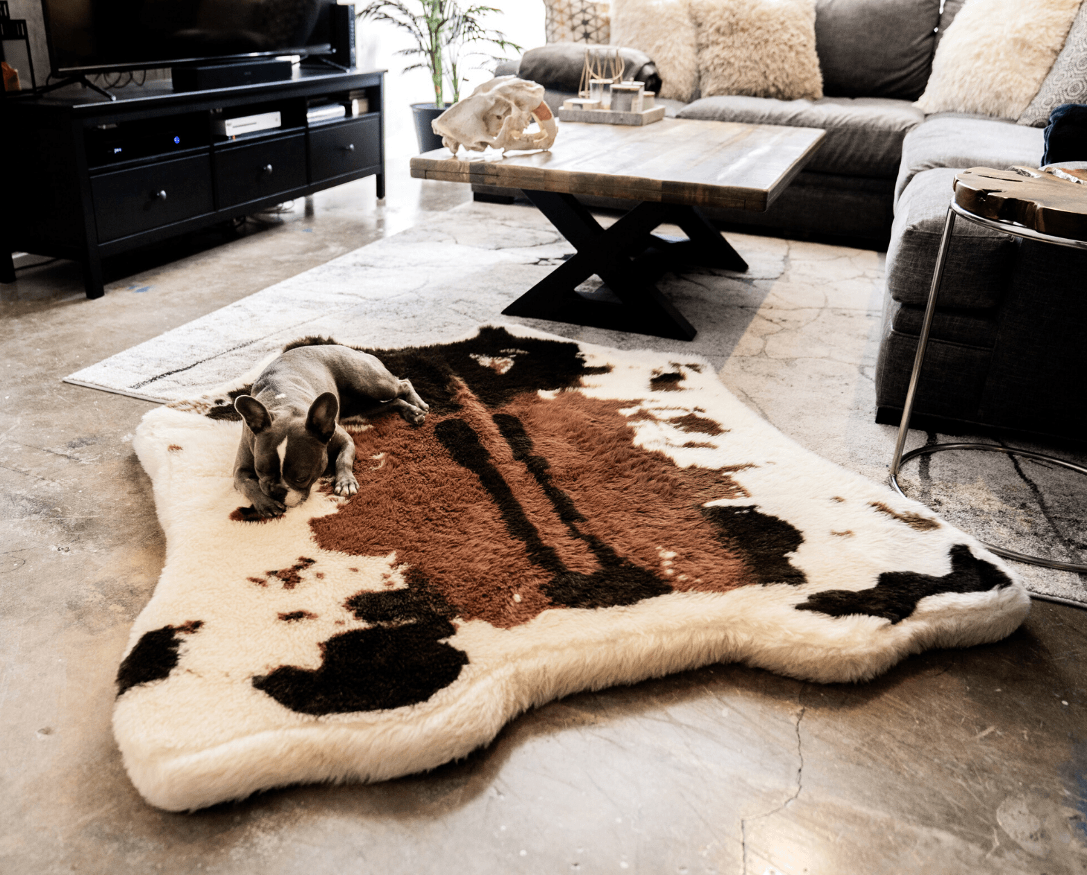 PupRug™ Memory Foam Bed + Matching Waterproof Blanket Bundle - Brown Faux Cowhide、mySite、solidvoid