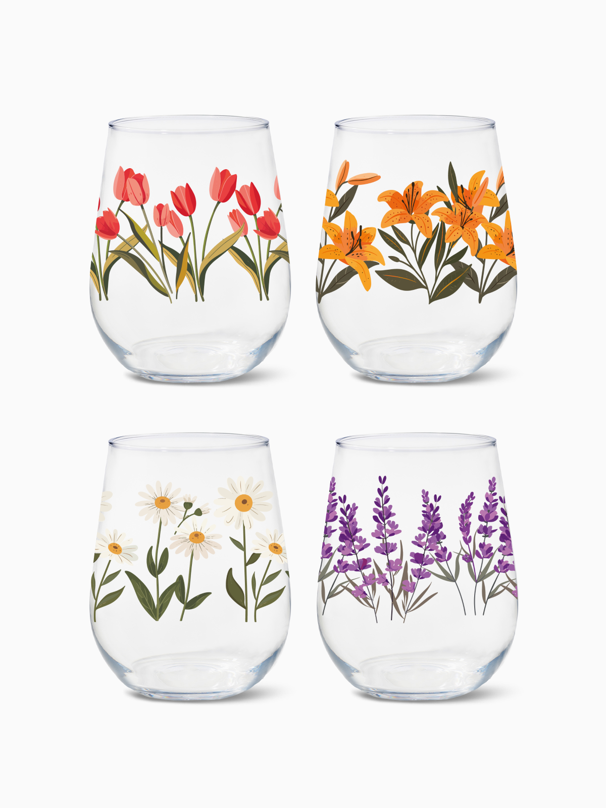 Floral Fantasy - RESERVE 16oz Stemless Wine Tritan Copolyester Glass、mySite、camillekostekn