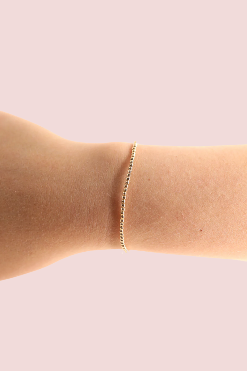 2MM Gold Beaded Bracelet- S/M、mySite、hinf8tx79