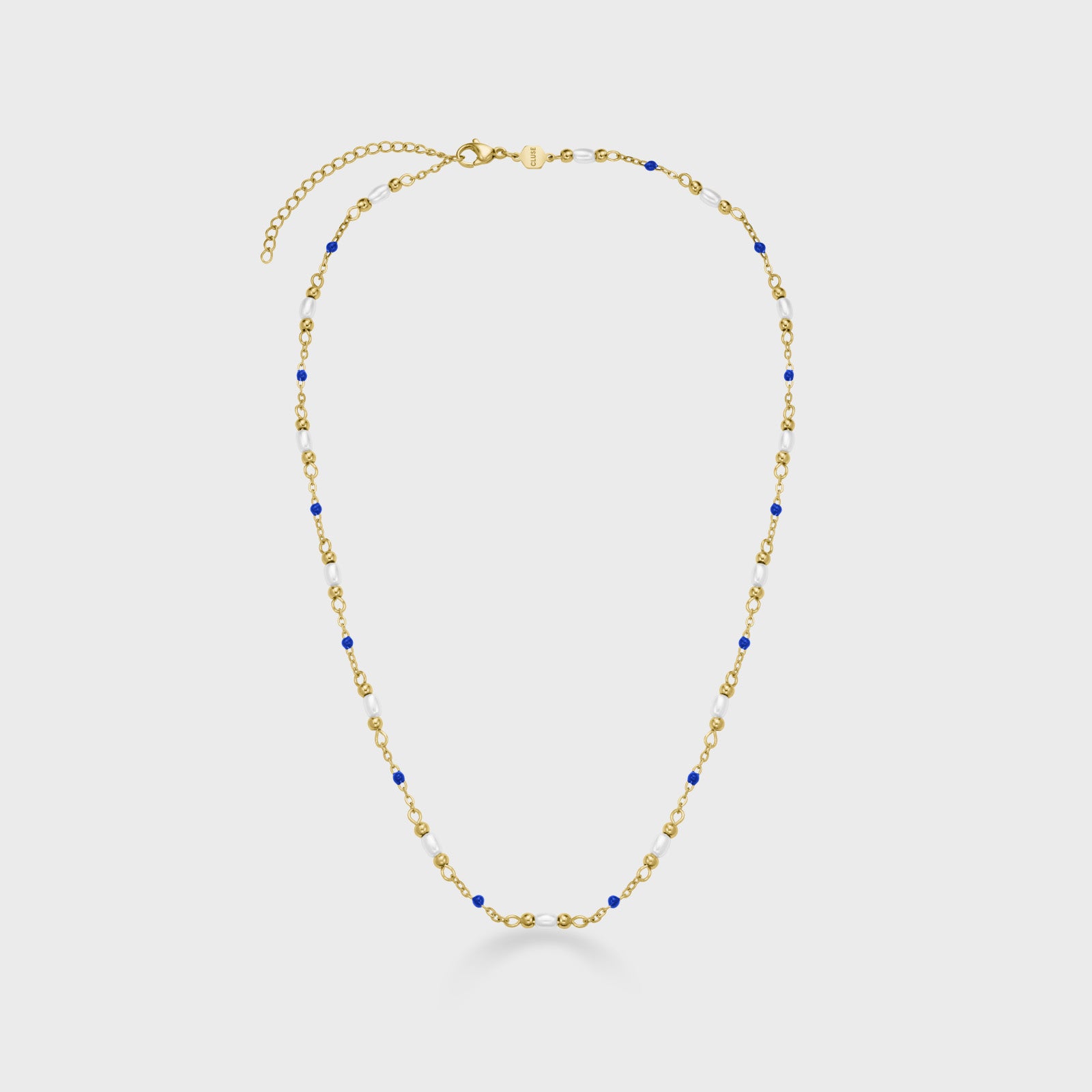 Élevé Pearl & Blue Epoxy Chain Necklace, Gold Colour、mySite、botmansion