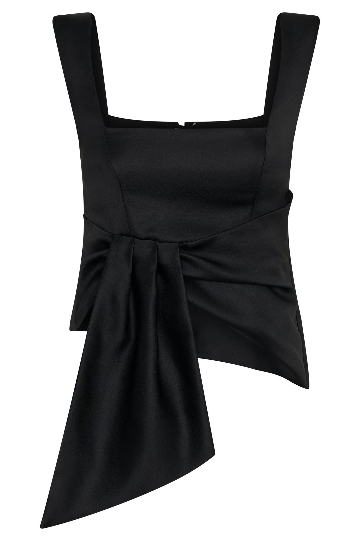 Bryony Satin Structured Sleeveless Top - Black、mySite、solidvoid