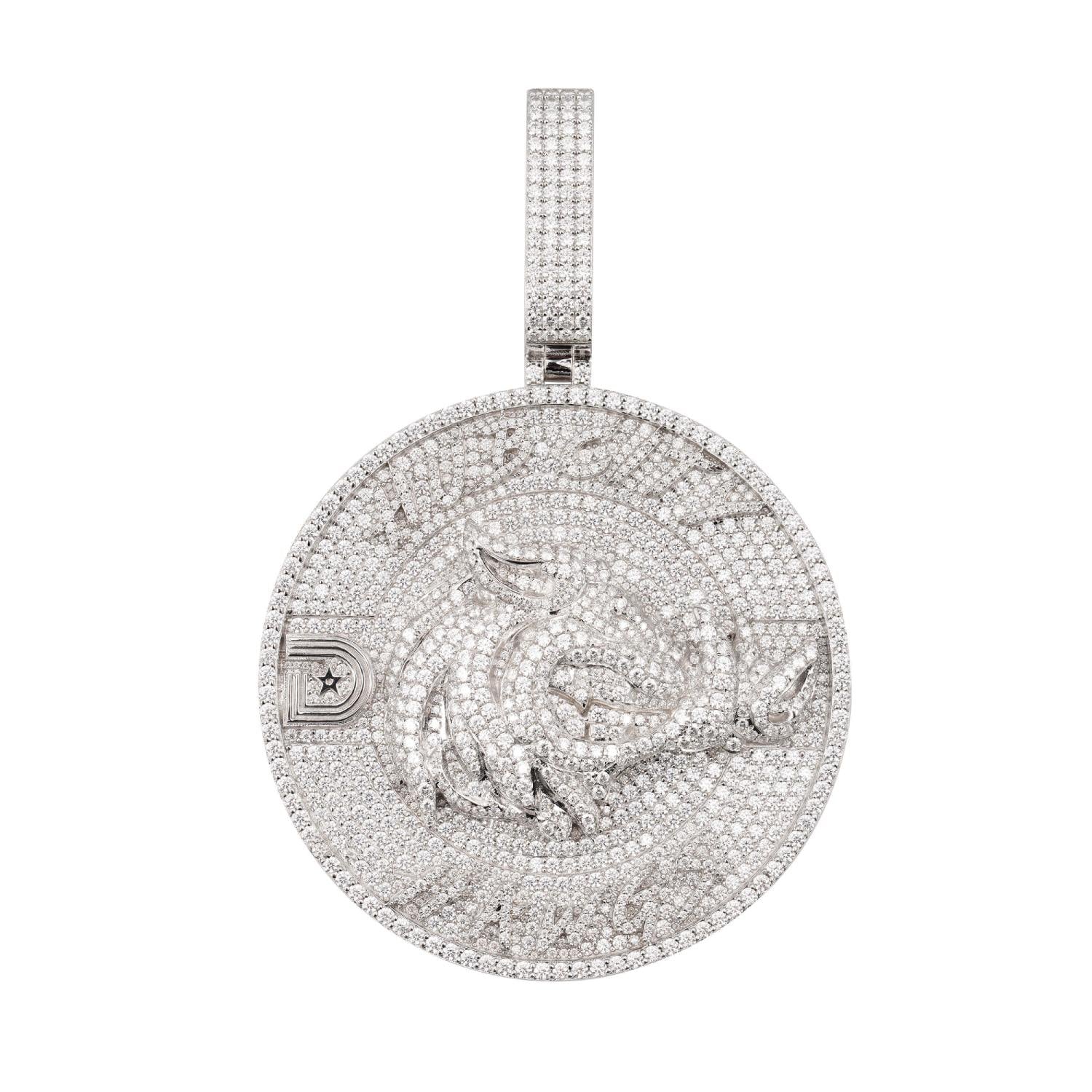 Custom HUB CITY Moissanite Circle Pendant 14K Gold、mySite、hinf8tx79