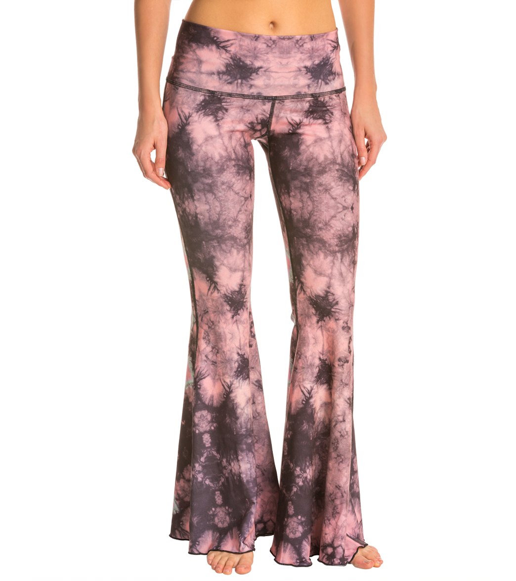 Teeki Eagle Feather Pink Bell Bottom Yoga Pants、mySite、noshort
