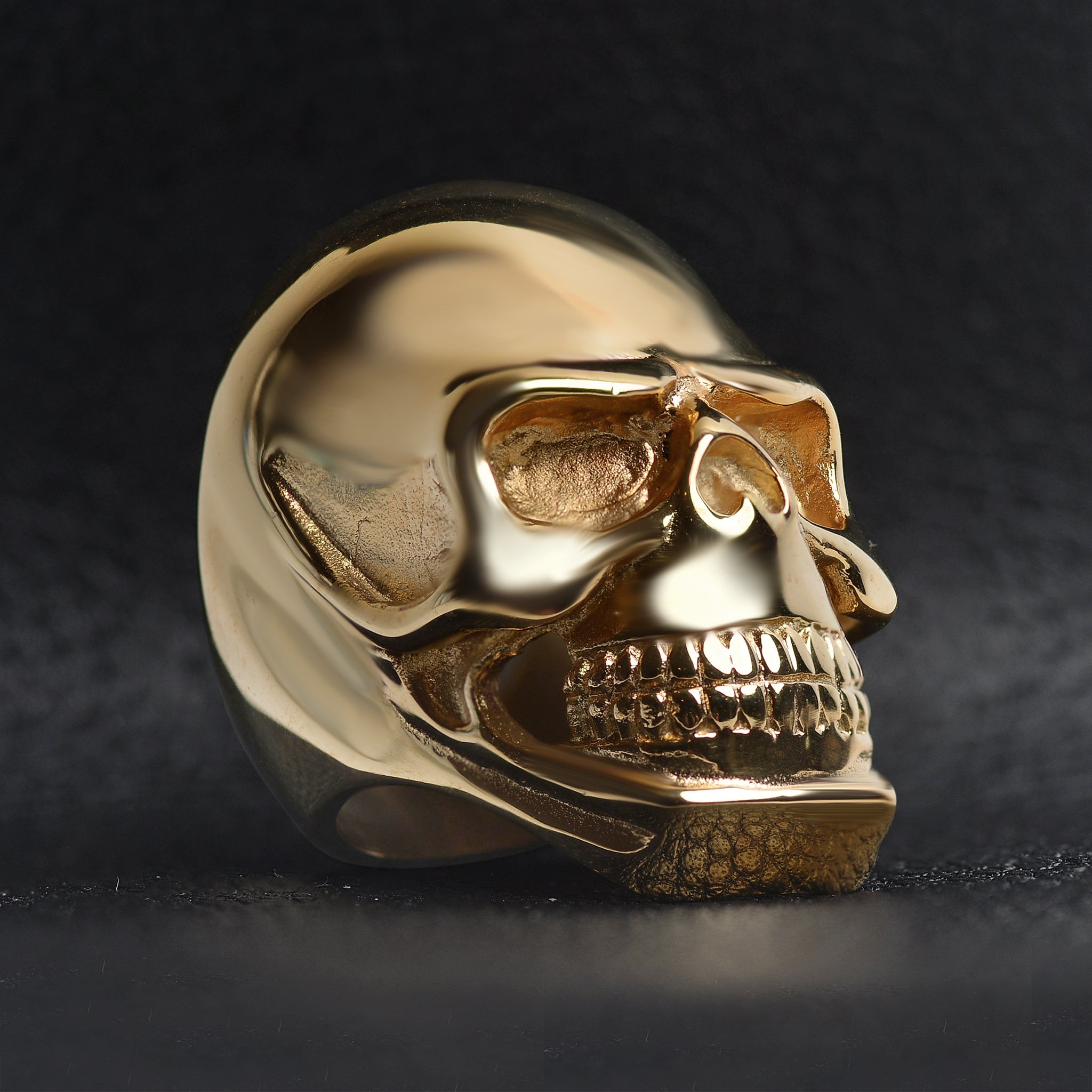 Detailed 18K Gold PVD Coated Grinning Skull Stainless Steel Ring / SCR4110、mySite、dreamappss
