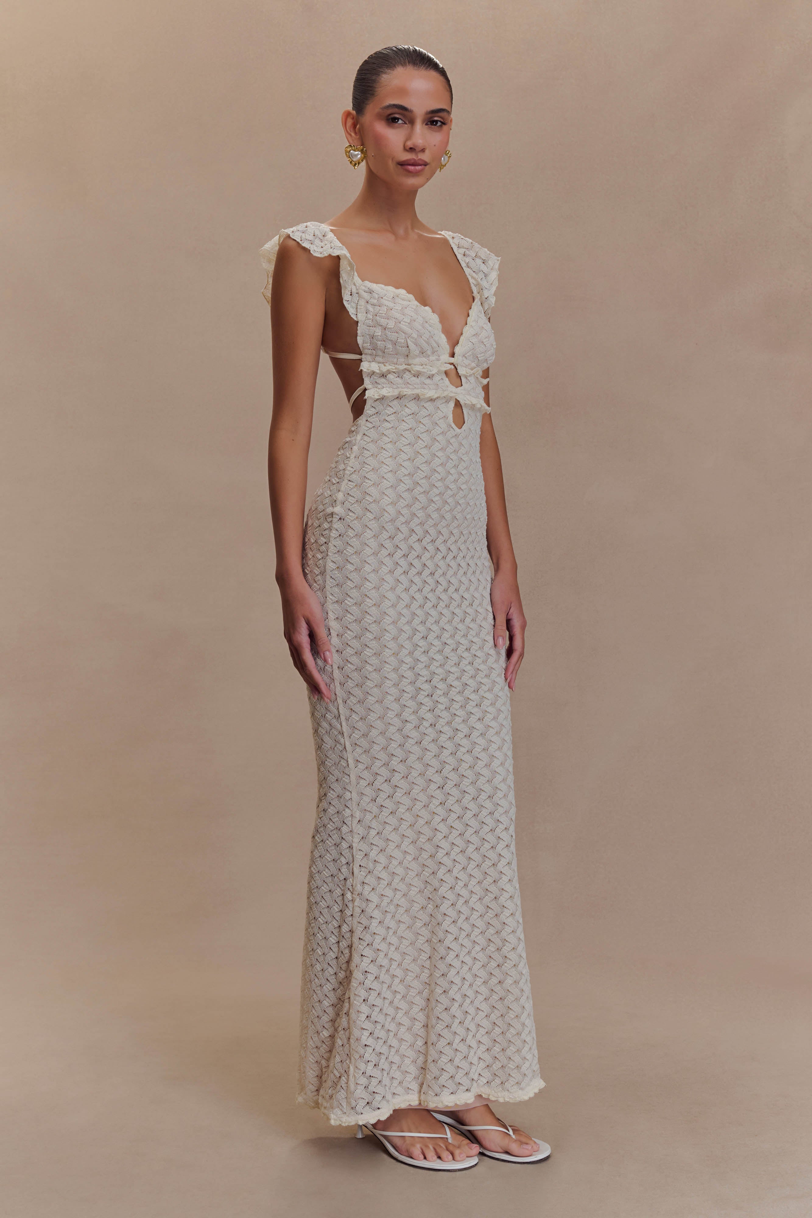 Ezra Lace Maxi Dress - Ivory、mySite、solidvoid