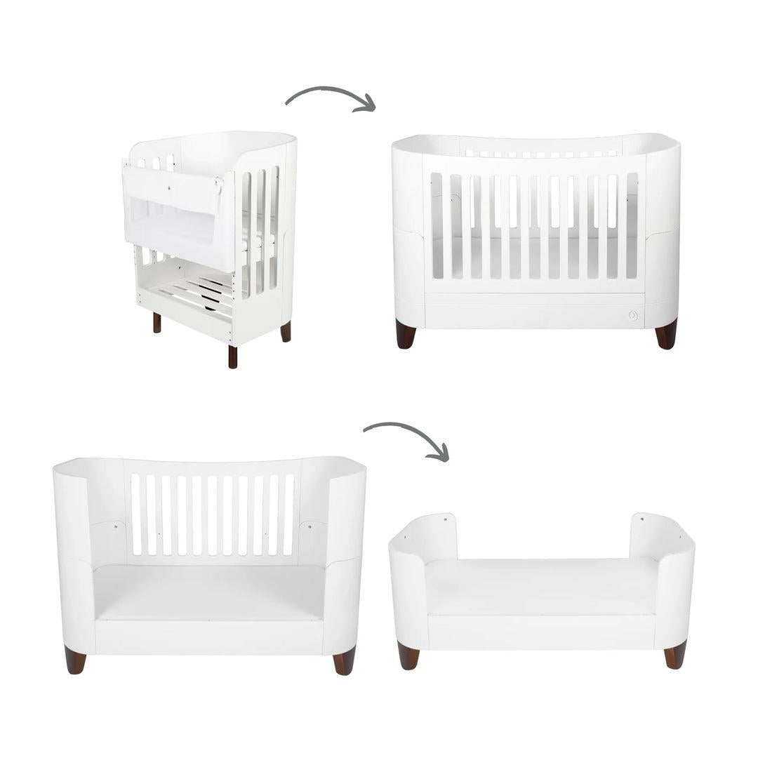  Gaia Baby Serena Cot Bed + Bedside Crib - Includes Bedside mattress - White / Walnut、mySite、merchandisen