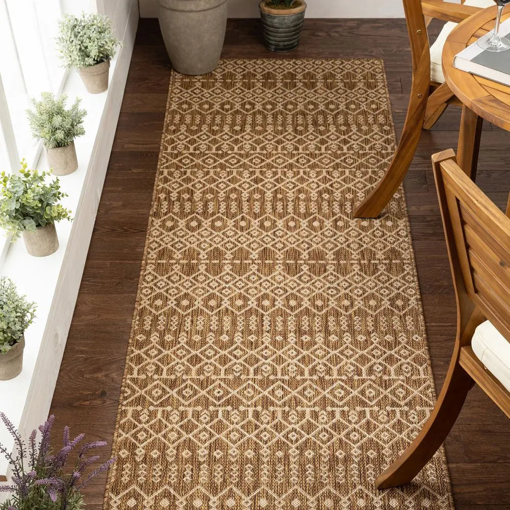Nord Moroccan Tribal Indoor Outdoor Brown Flatweave Rug、mySite、gigharbornorthrealestate