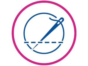 Image icon of automatic sewing needle threader in magenta circle 