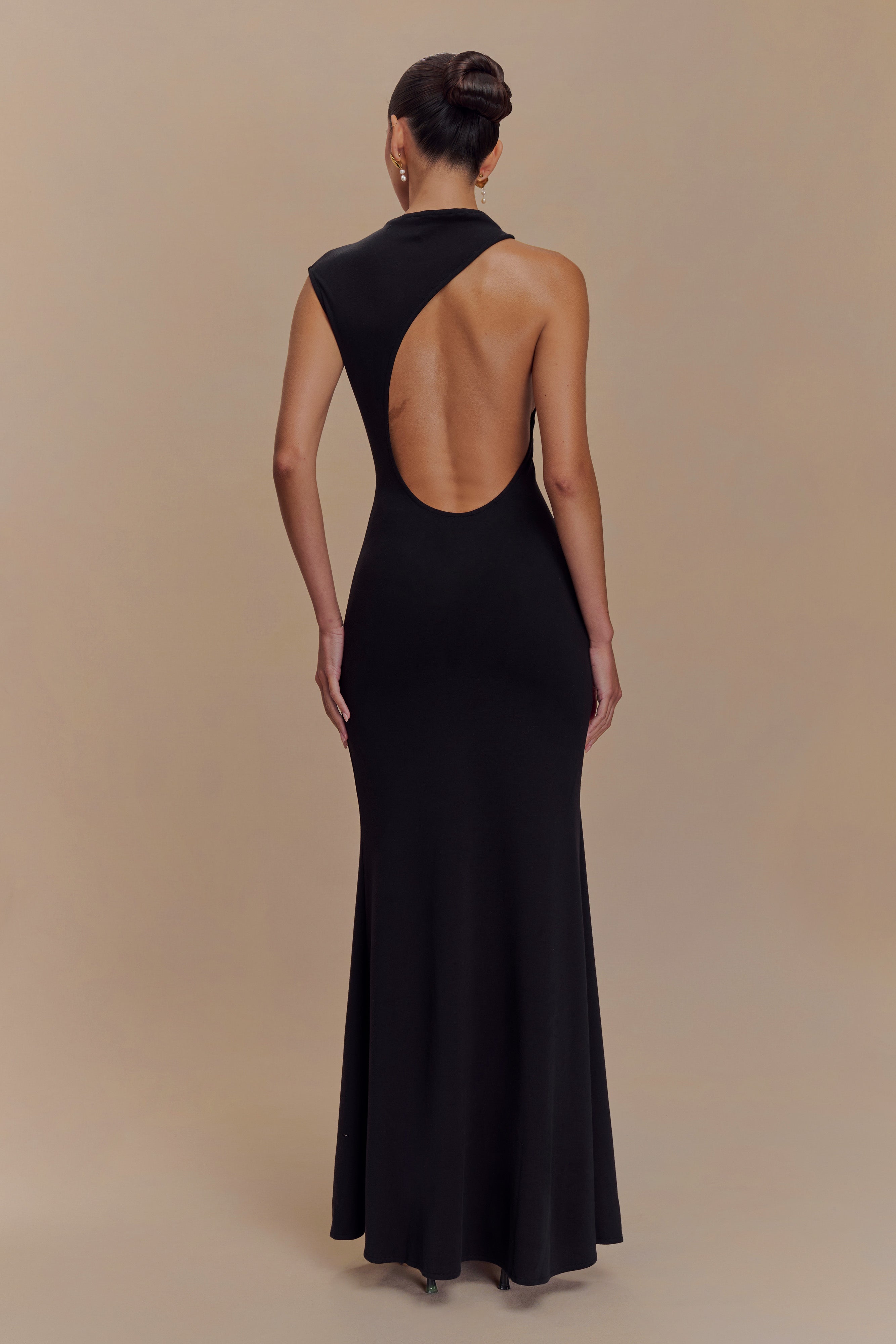 Katerina Scuba Jersey Cut Out Maxi Dress - Black、mySite、solidvoid