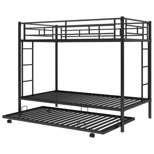 Twin over Twin Bunk Bed with Trundle, Black(OLD SKU:MF192387AAB)、、casual