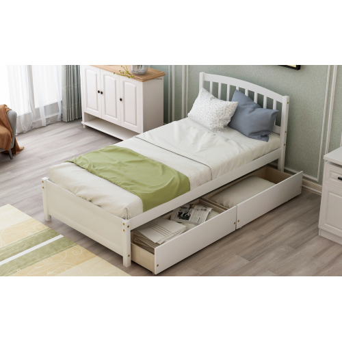 Twin Platform Storage Bed Wood Bed Frame with Two Drawers and Headboard, Espresso(Previous SKU: SF000062PAA)、、casual