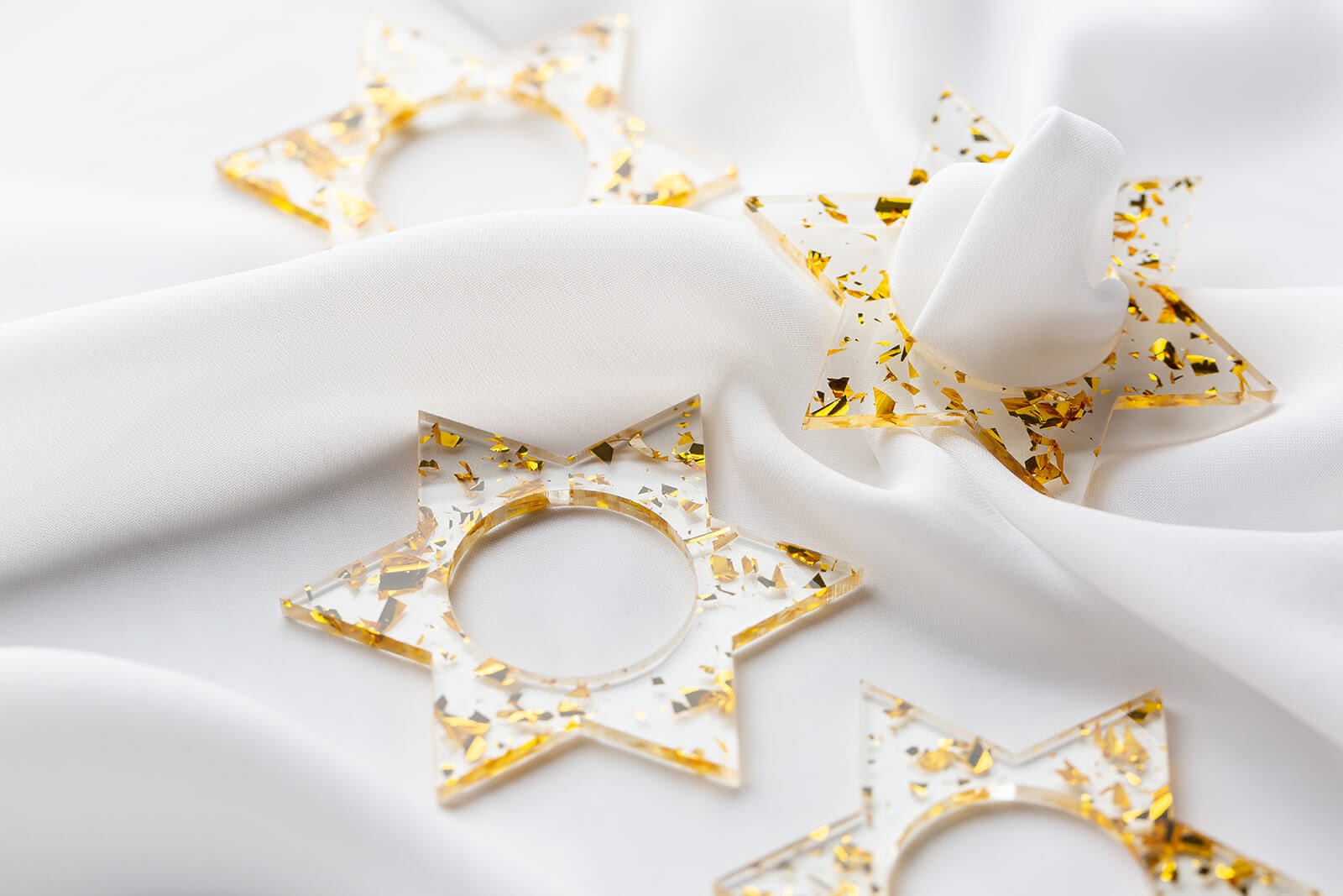 Magen David Napkin Rings - Gold Fleck - Set of 4、mySite、topwebapps