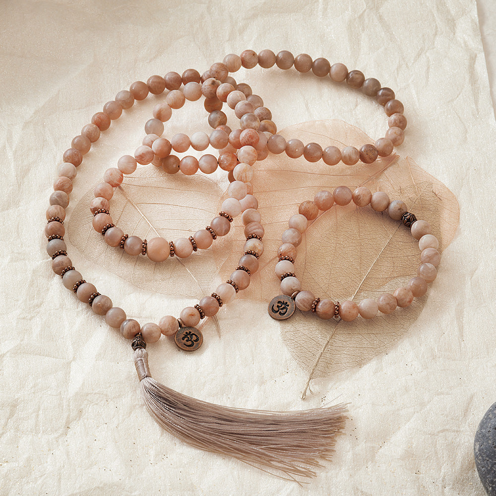 Peach Moonstone Mala, 108 beads、mySite、topwebapps