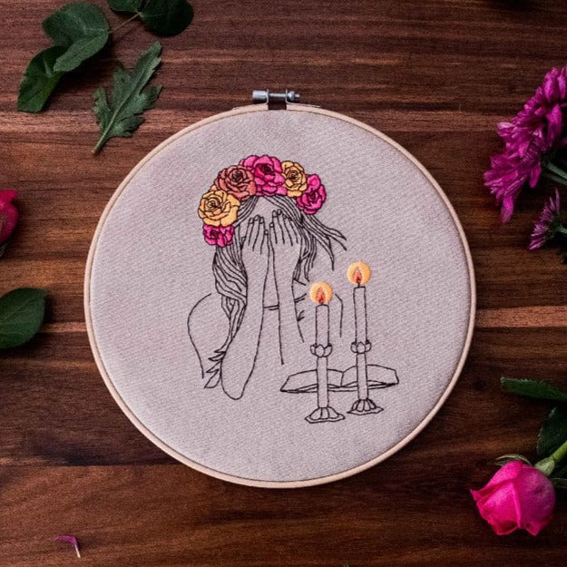 Embroidered Candle Lighting Hoop Art、mySite、topwebapps