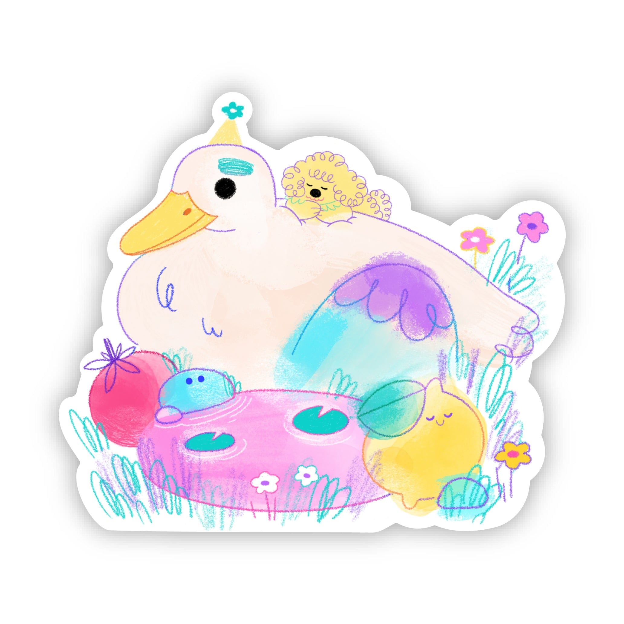  Peaceful Pond Duck & Friends Sticker、mySite、ghnorth