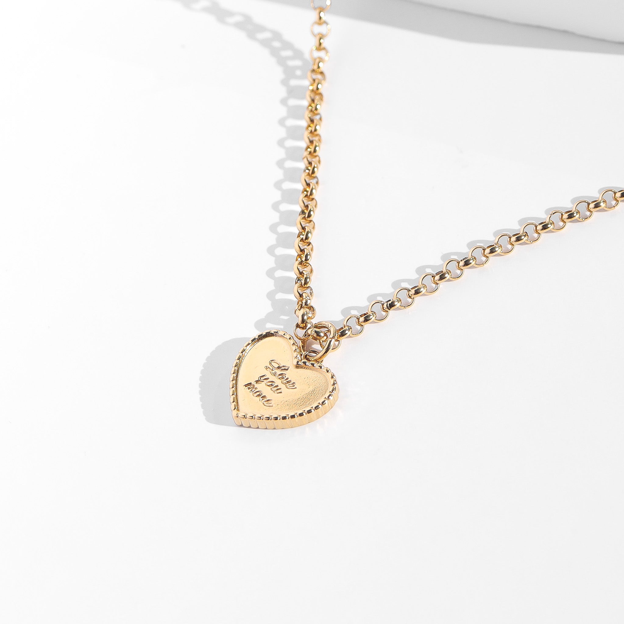 18K Gold PVD Stainless Steel Love You More Heart Charm / PDL0055、mySite、dreamappss