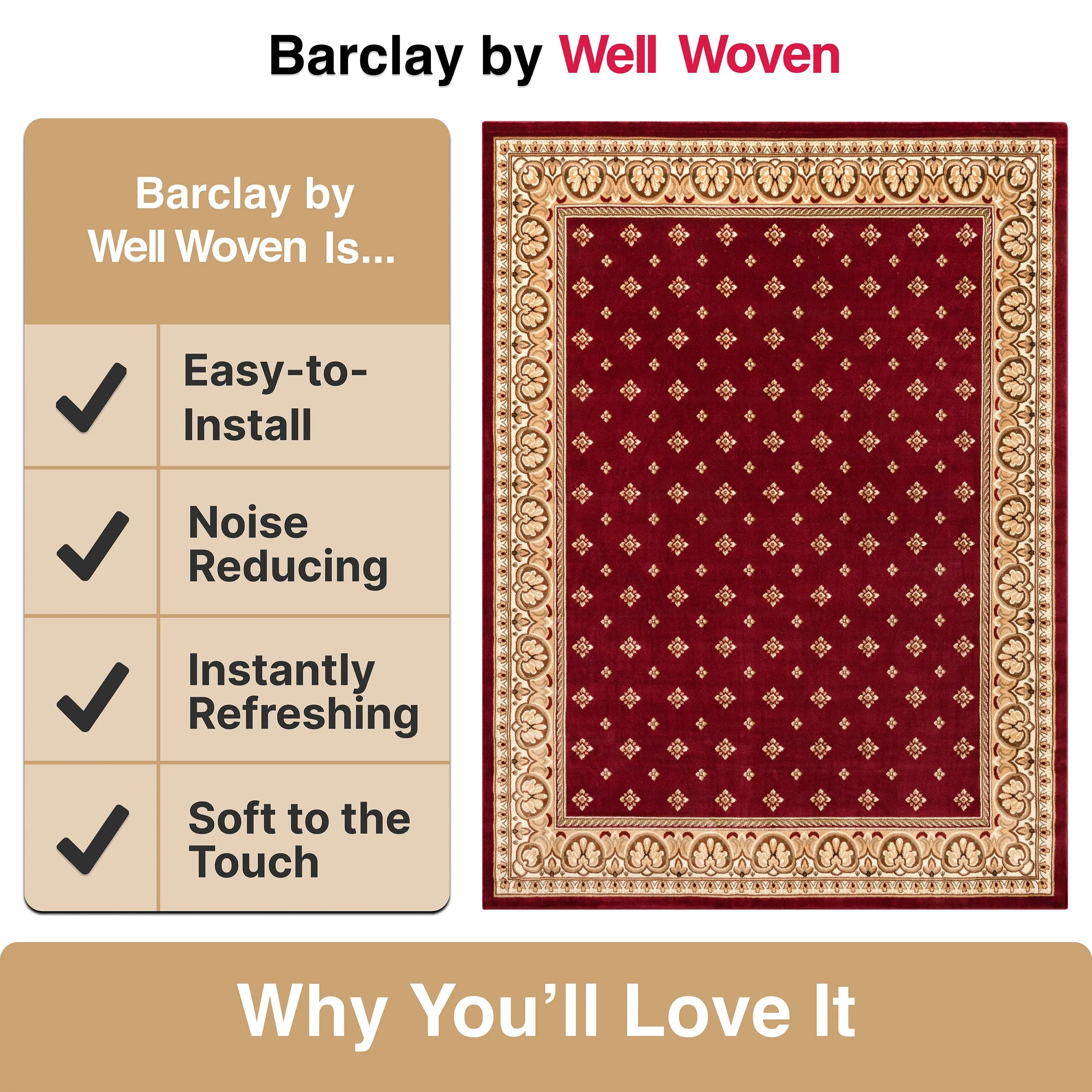 Hudson Terrace Red Traditional Rug、mySite、gigharbornorthrealestate