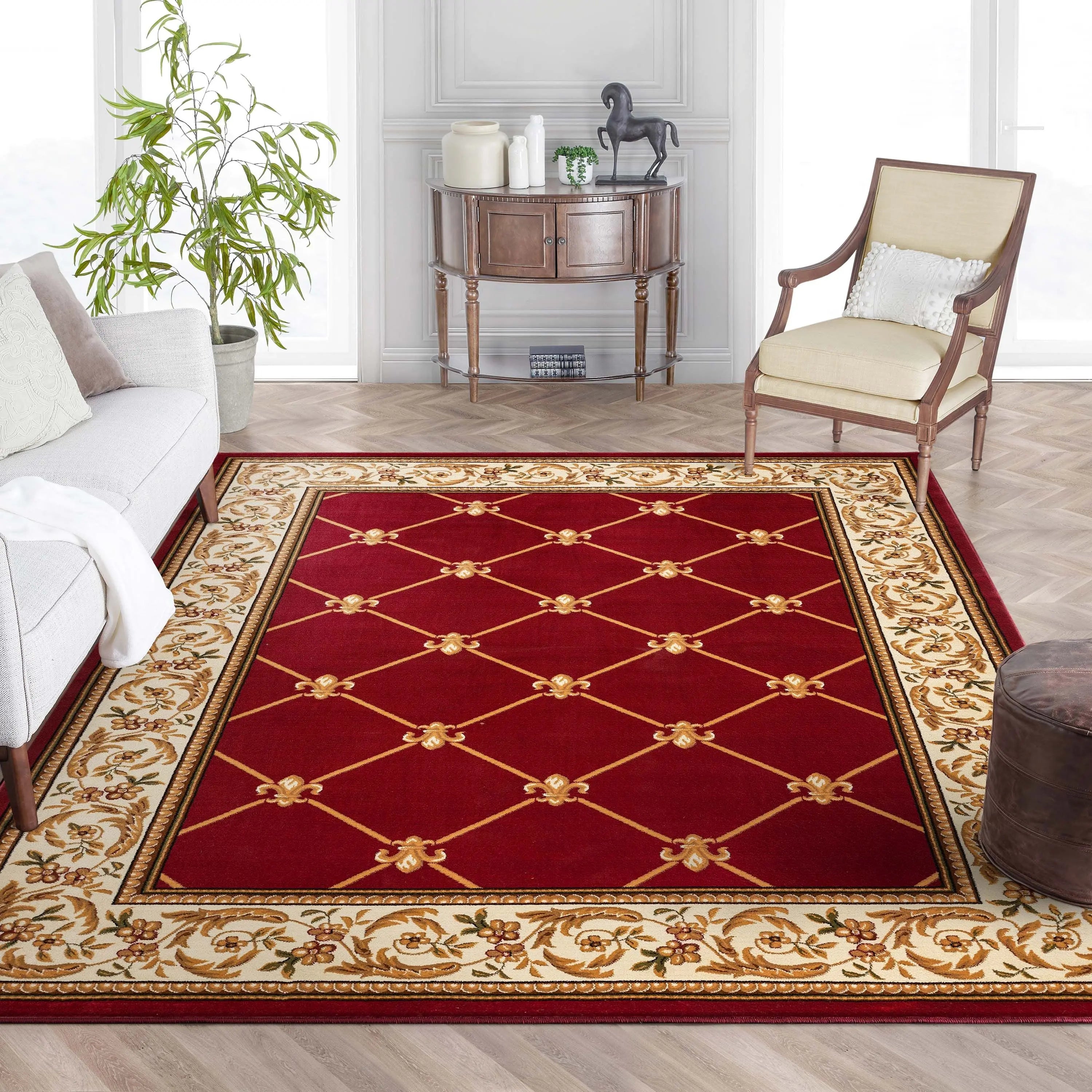 Fleur De Lis Red Formal Rug、mySite、gigharbornorthrealestate