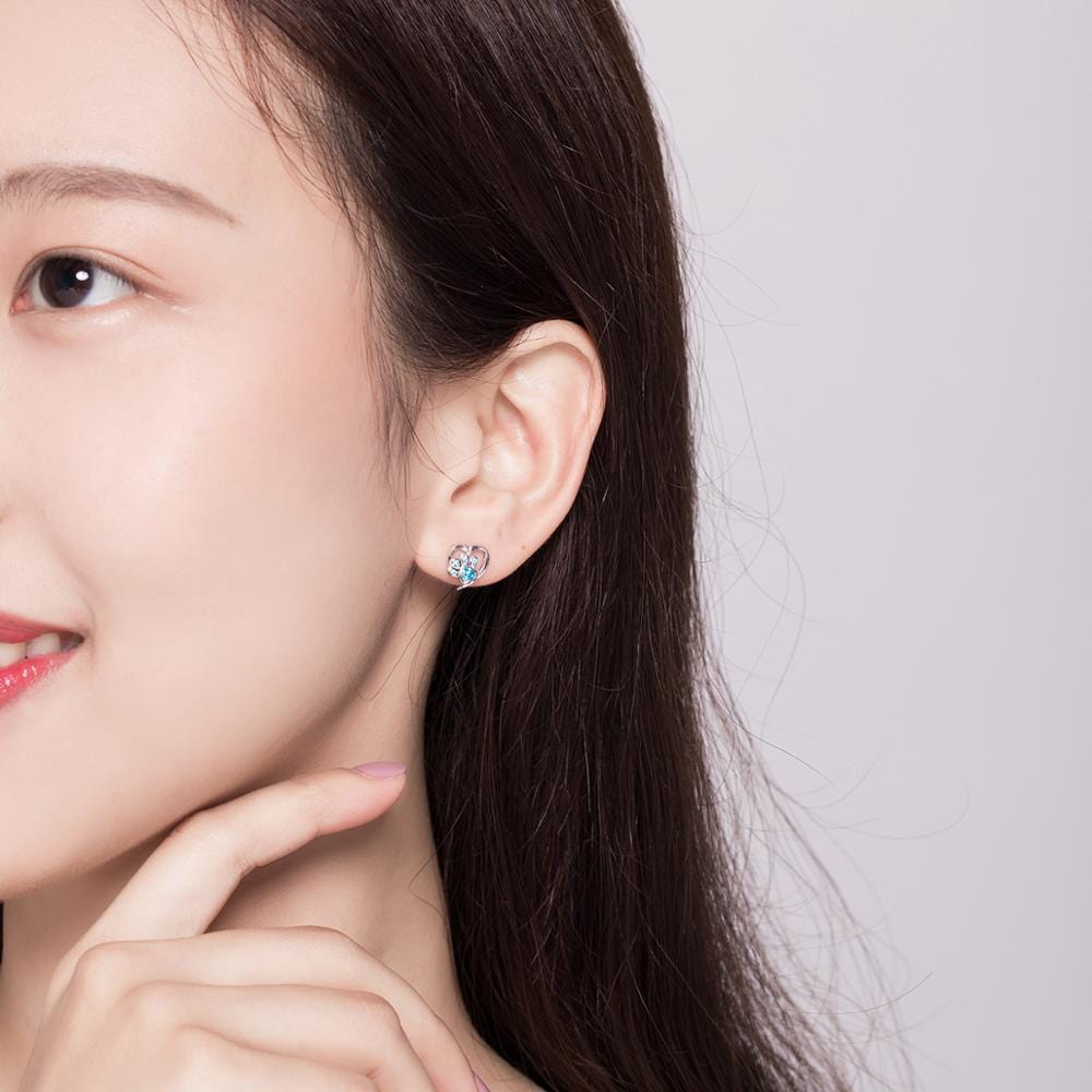 Paw earrings with CZ Paw and Heart in Sterling Silver-for Pet Lovers!、mySite、g9winljtr