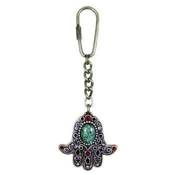 Michal Golan African Turquoise and Garnet Hamsa Keychain、mySite、topwebapps
