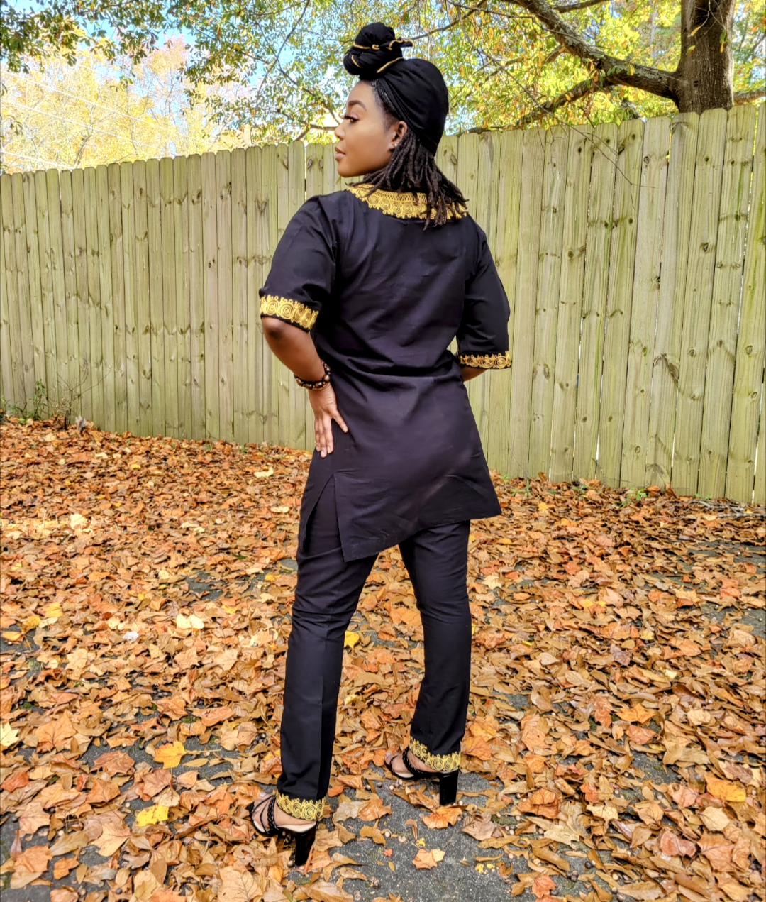 Bintu Black and Gold Embroidered Top and pants - DP4084、mySite、solidvoid