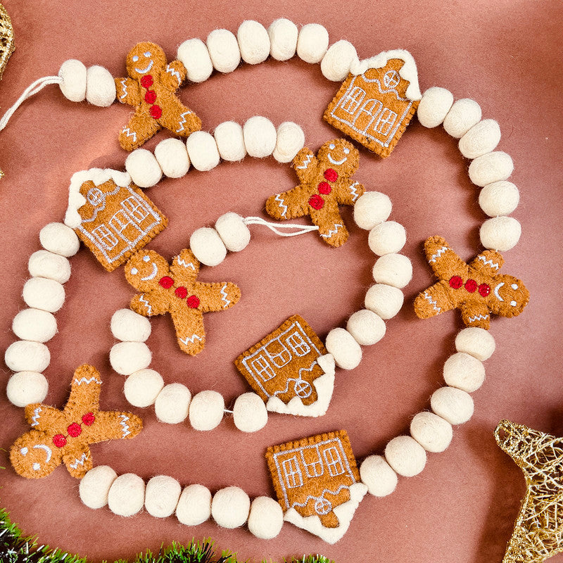 3D Christmas Decor | Gingerbread Man Garland | 72 Inches、mySite、camillekostekn