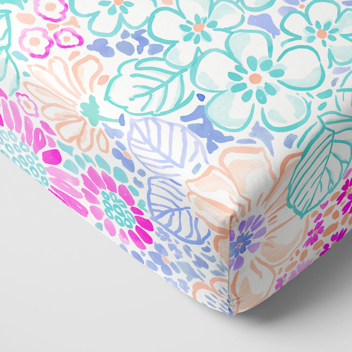 Doodle Blooms Fitted Crib Sheet、mySite、g9winljtr