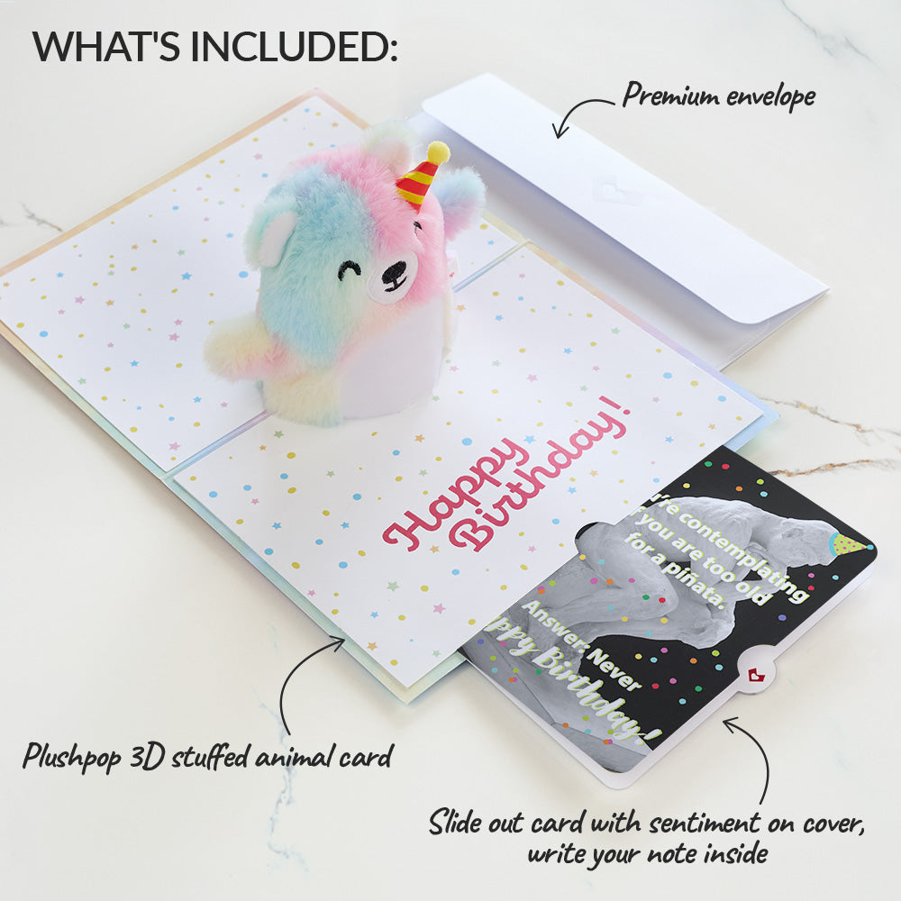 Rainbow Bear with The Thinker Birthday Plushpop Card and Sentiment Set、mySite、solidvoid
