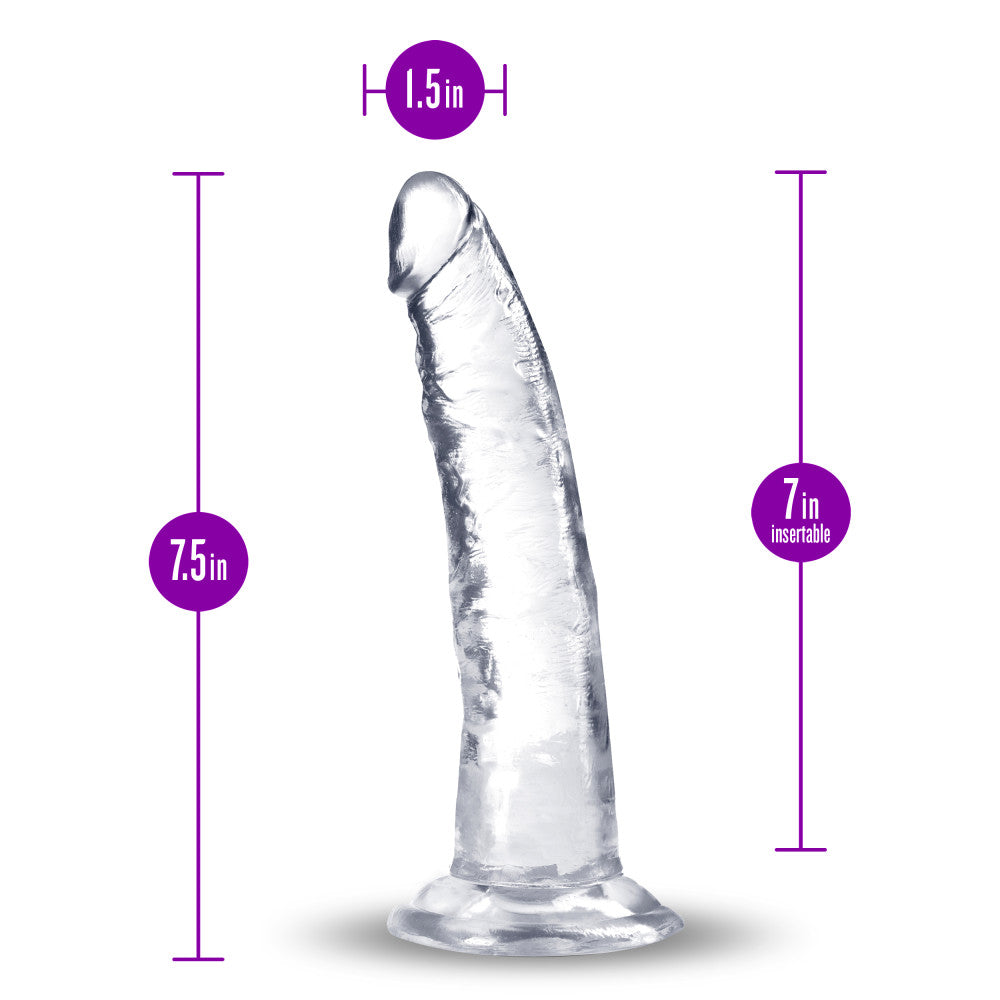 B Yours Plus By Blush® | Lust N’ Thrust Realistic G-Spot Clear 7.5-Inch Long Dildo With Suction Cup Base、mySite、bottomscart