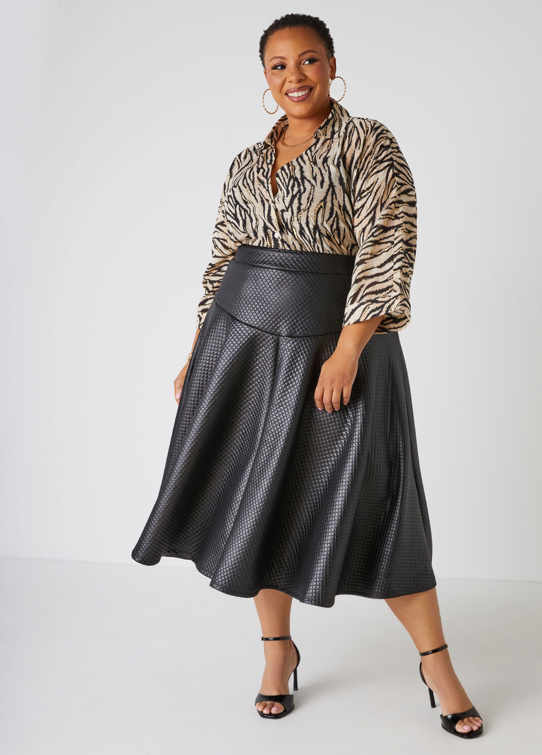 Quilted A Line Midaxi Skirt、mySite、bengalsvssteelers