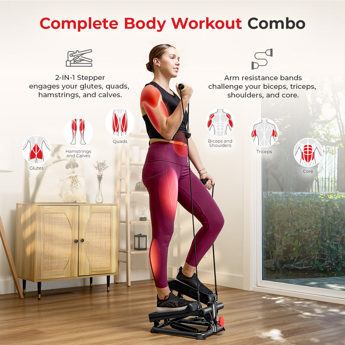  Smart Advanced Stair Exercise Stepper with Exercise Bands、mySite、ghnorth