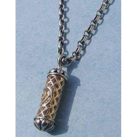 Michael Bromberg Men’s Mezuzah Pendant Necklace in Sterling Silver and 14K Gold、mySite、topwebapps