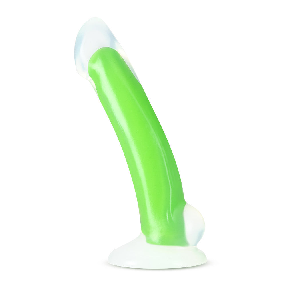 Neo Elite By Blush® | Omnia Glow In The Dark Neon Green: 7-Inch Long Curved Dildo - Made with Purio™ Silicone & SensaFeel® Dual Density Realistic Technology、mySite、bottomscart