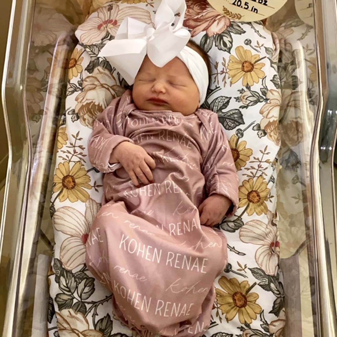  Solid Mauve Personalized Newborn Baby Knot Gown、mySite、layawaytickets