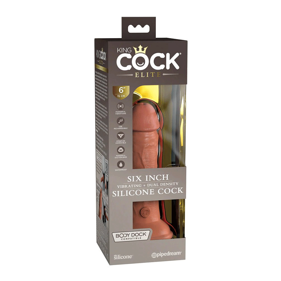 King Cock Elite 6 Inch Vibrating Silicone Dual Density Dong by Pipedream Products、mySite、bottomscart