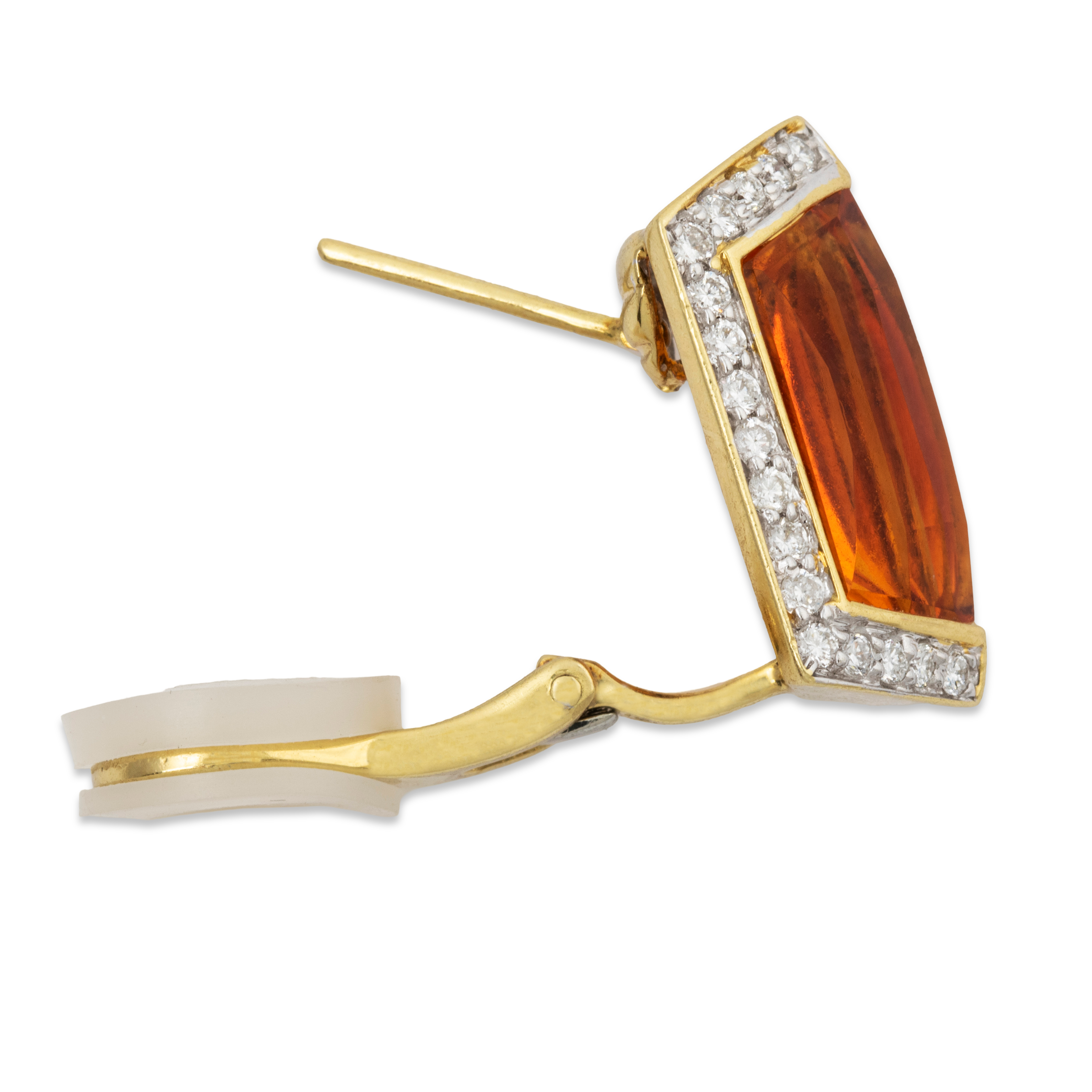 Vintage Stunning 18k Yellow Gold 12cttw Citrine 1cttw Diamond Earrings、mySite、hinf8tx79