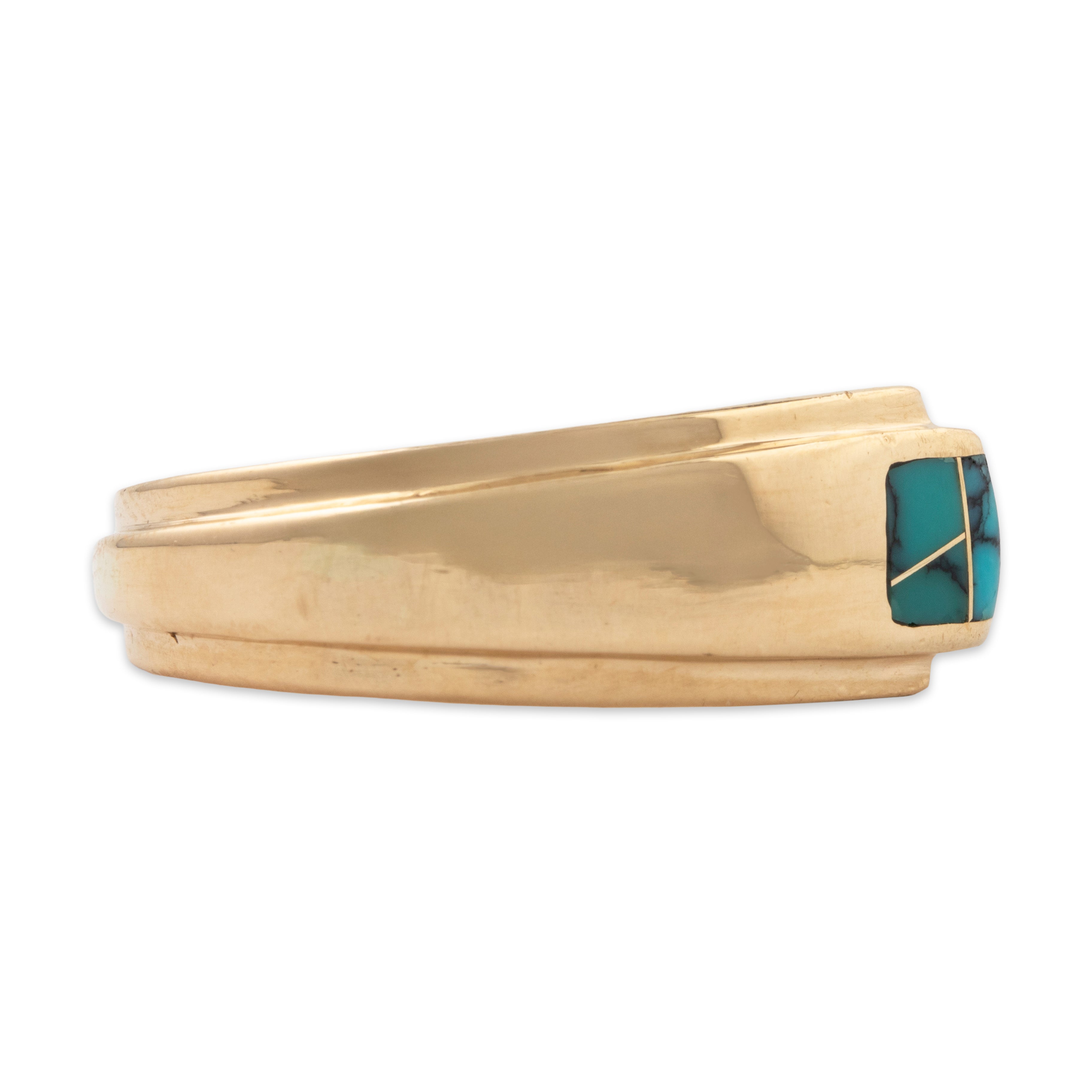 Vintage Native American Heavy 14k Yellow Gold Turquoise Inlay Ring 10.75、mySite、hinf8tx79