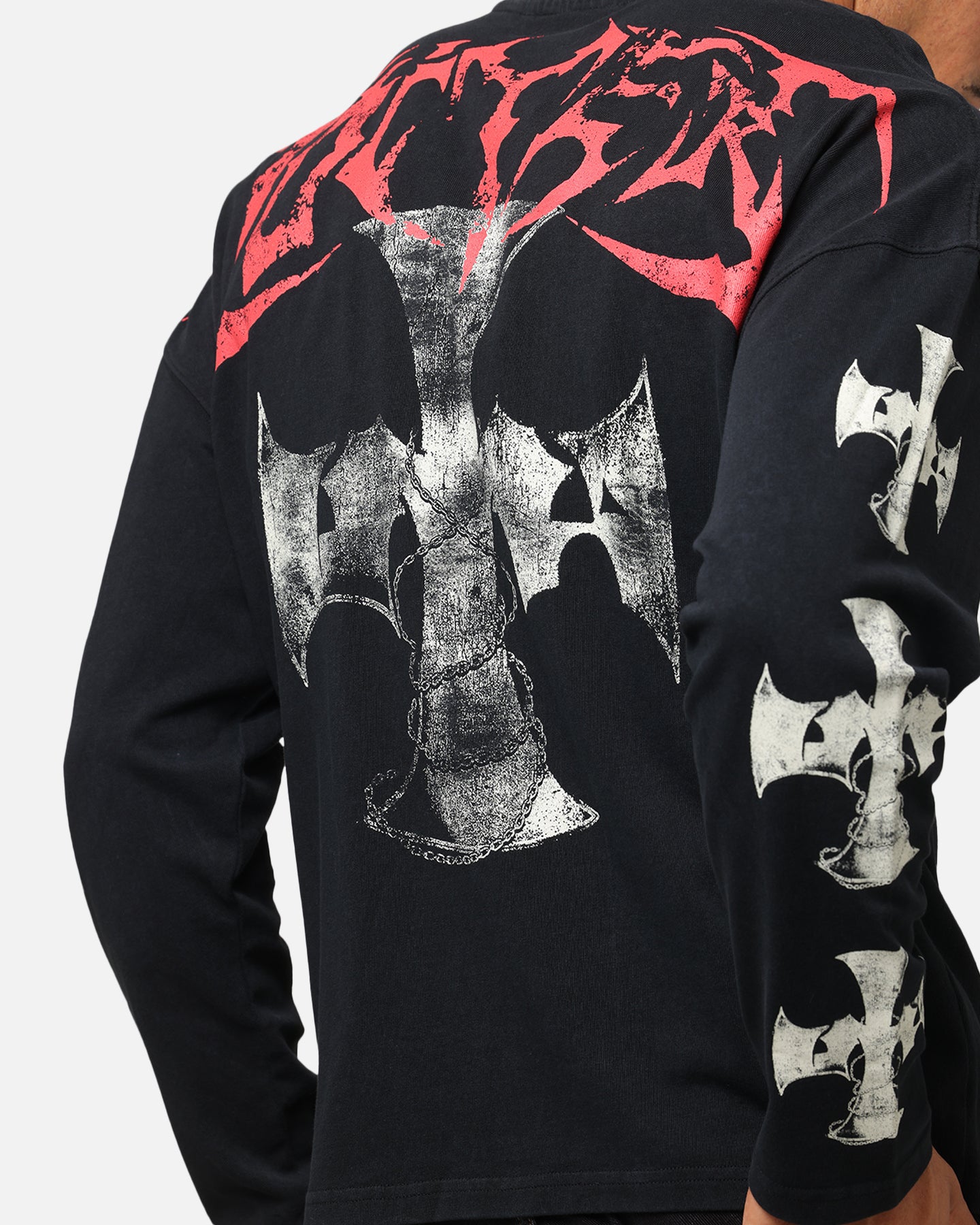 Loiter Cross Long Sleeve T-Shirt Black Acidwash、mySite、zt4zffjzw