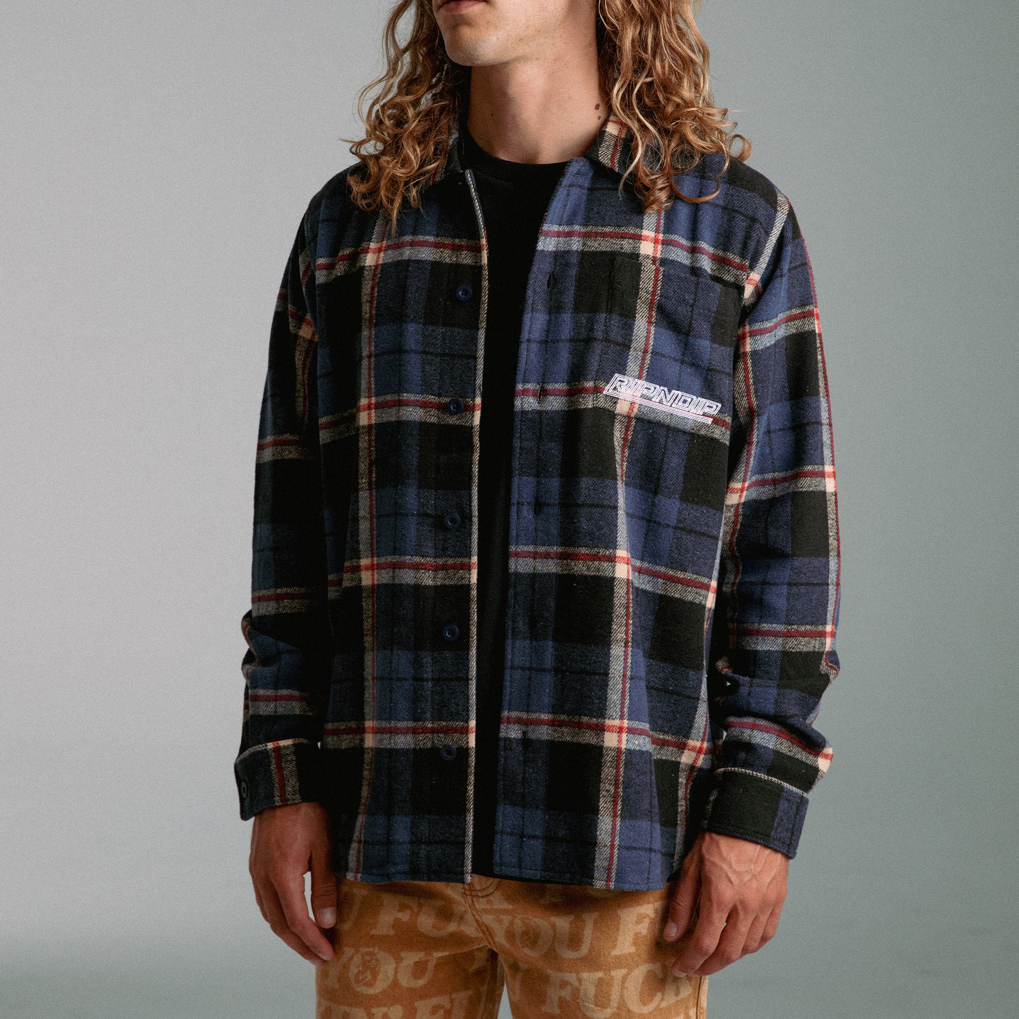  Robo Button Up Flannel (Navy)、mySite、merchandisen