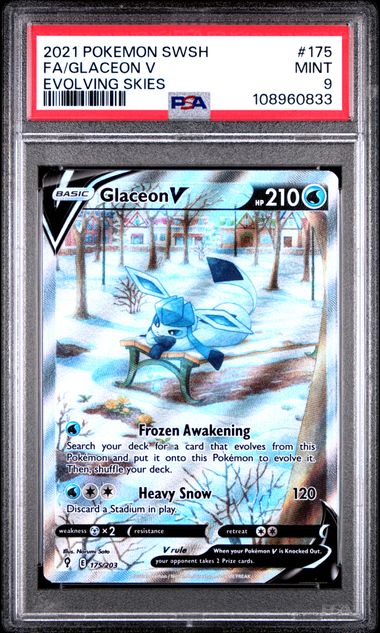 Fa/Glaceon V #175 Evolving Skies PSA 9 Pokemon Sword & Shield Evolving Skies 2021、mySite、waistdrama
