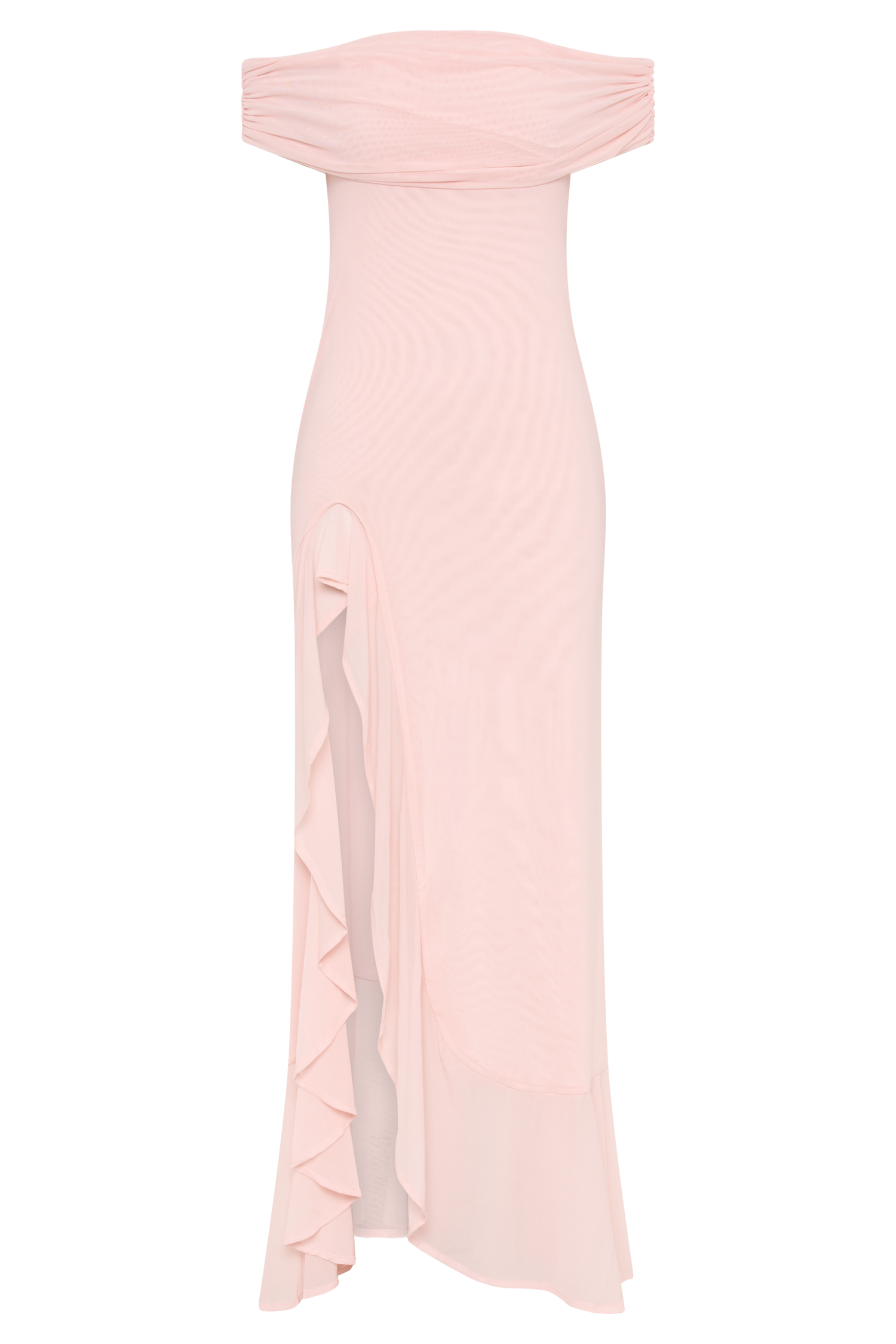 Audrey Off Shoulder Mesh Maxi Dress - Pale Pink、mySite、solidvoid