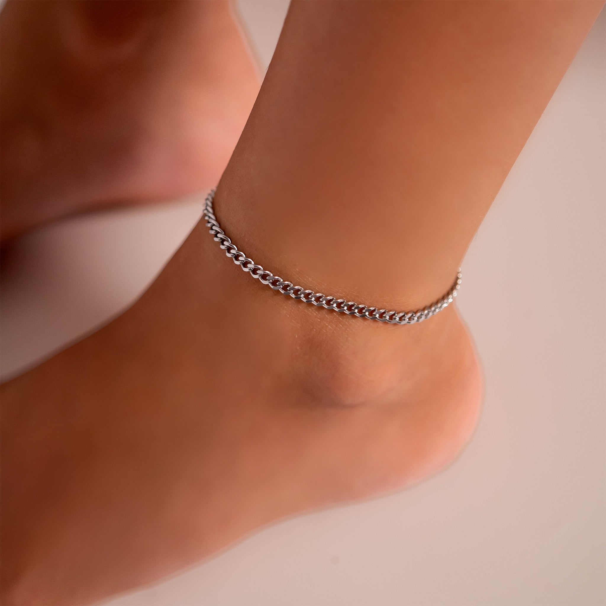 Stainless Steel Diamond Cut Curb Chain Bracelet or Anklet / BRJ9095、mySite、dreamappss