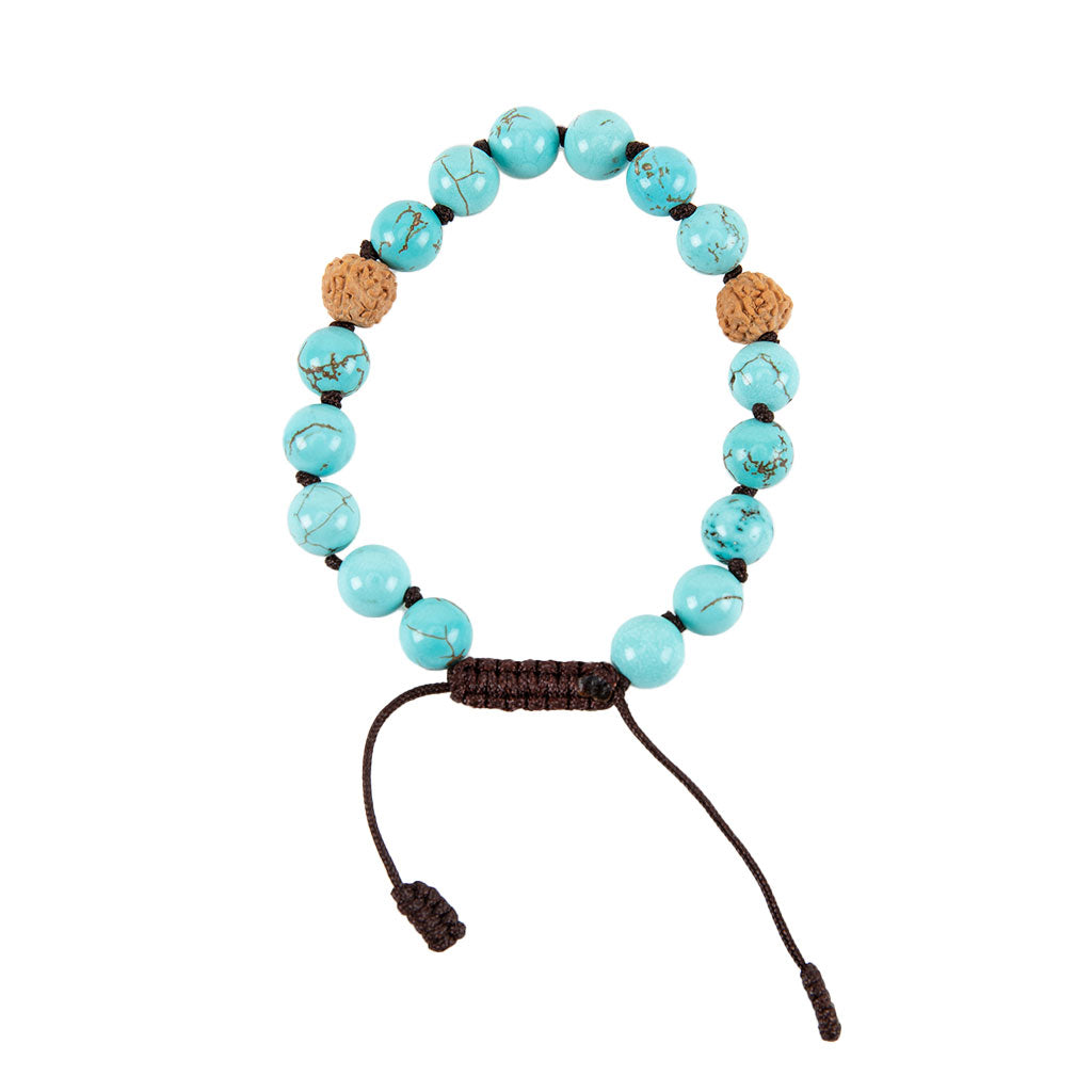 Adjustable Rudraksha & Turquoise Beaded Bracelet、mySite、topwebapps