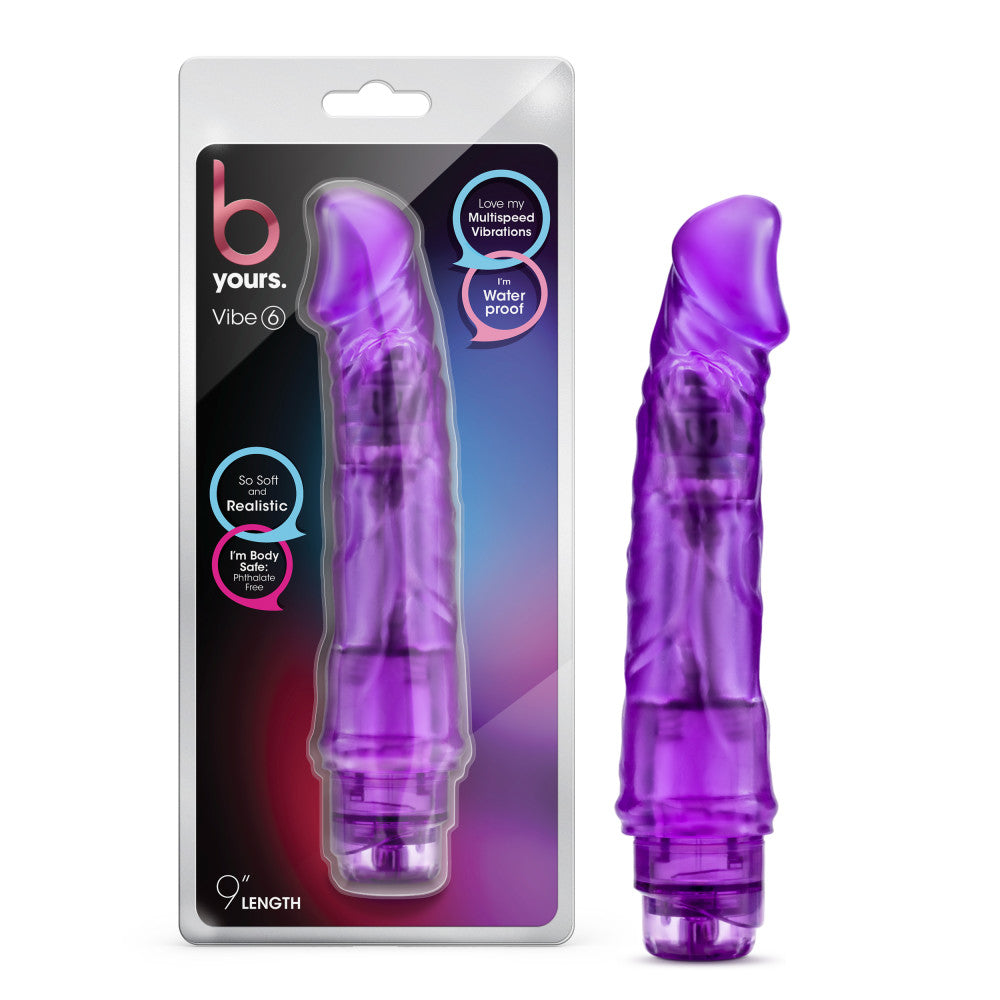 B Yours By Blush® | Vibe 6 Realistic Purple 8.5-Inch Long Vibrating Dildo、mySite、bottomscart