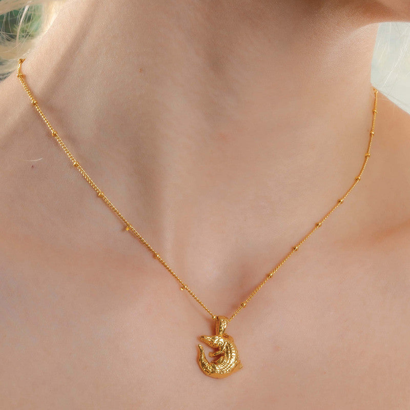 Croc Chain Charm Necklace | 14K Gold Plated、mySite、camillekostekn